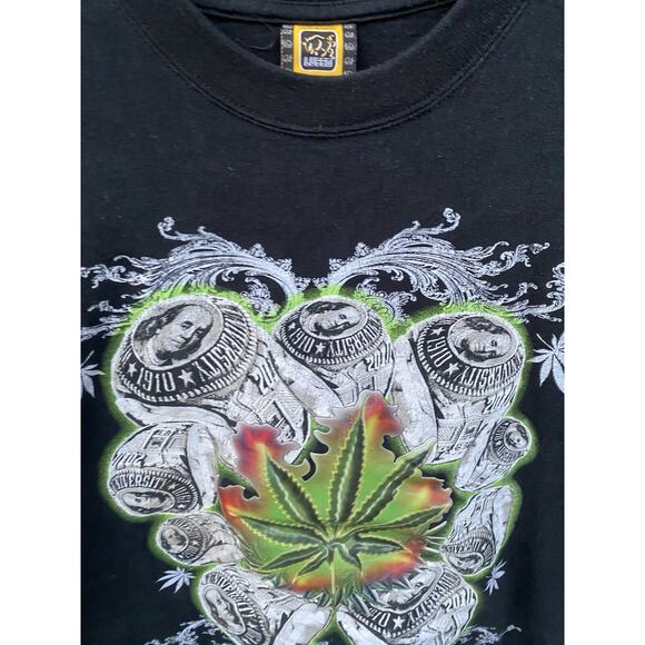 Vintage Weed T Shirt Size 2XL Black Made In USA Cannabis 420 - Picture 4 of 12